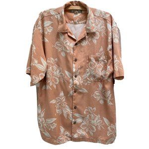 Tommy Bahama Peach Floral Casual Button Down Shirt